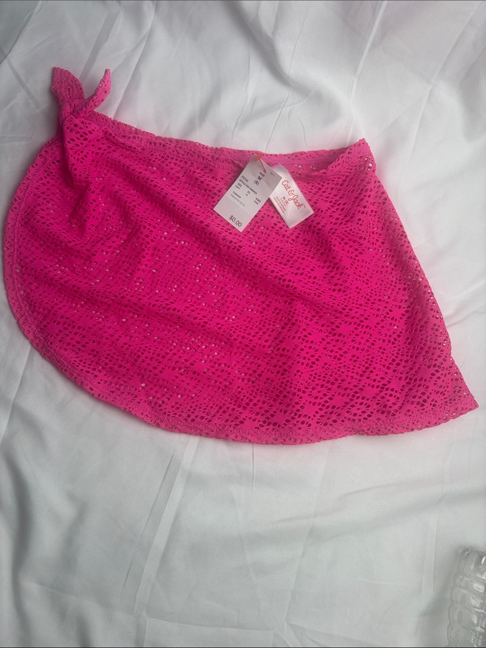 NWT Cat & Jack Hot Pink Crochet Swim Coverup Skirt. Sz M (8)